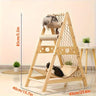 Wooden Cat Tower with Scratching Posts & Climbing Net
