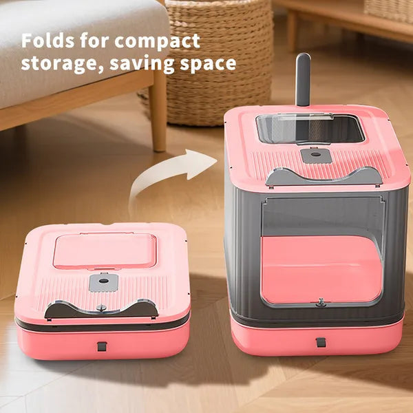 Dual-Entry Enclosed Cat Litter Box — Modern White Privacy Design