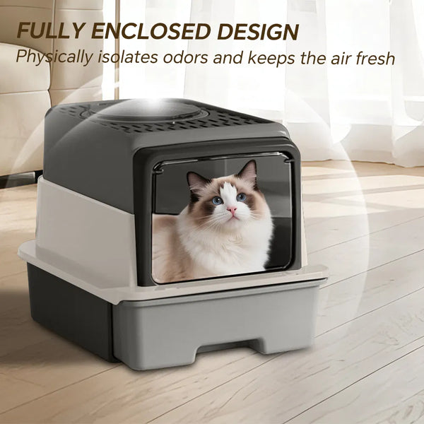 Pull-Out Drawer Cat Litter Box — No-Scoop Convenient Design