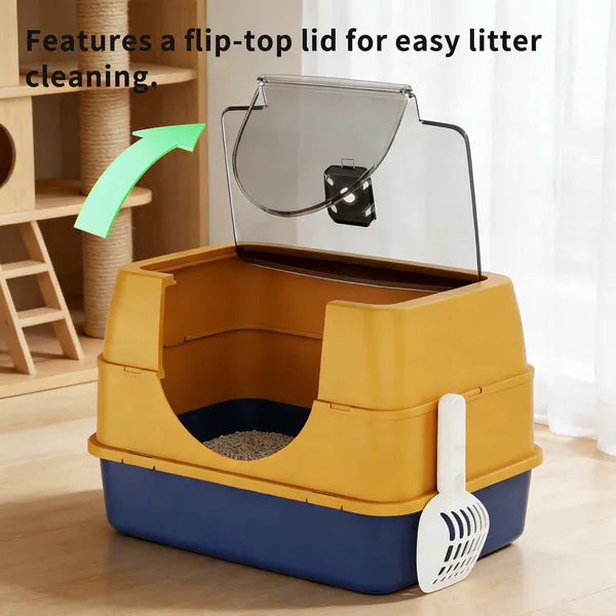 Enclosed Orange Cat Litter Box — Odor-Locking for Large Cats