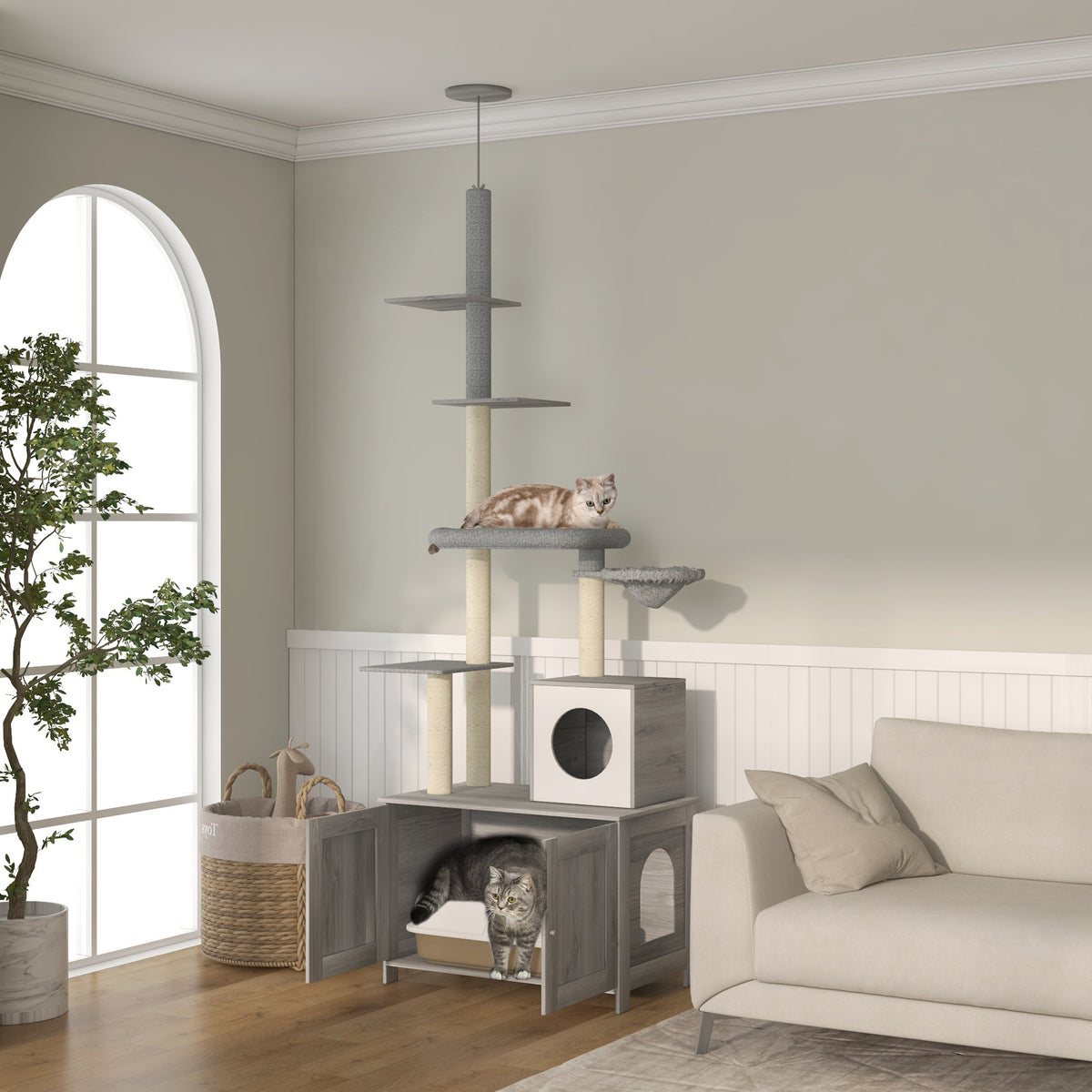 Cat Tree — 72" Multi-Level Condo Tower with Hammock, Scratching Posts & Sisal Rope