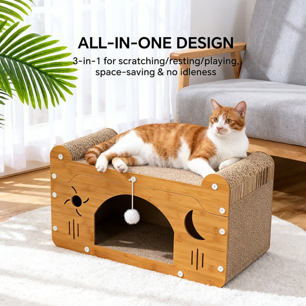 Star & Moon Cat Scratcher Couch with Teaser Ball