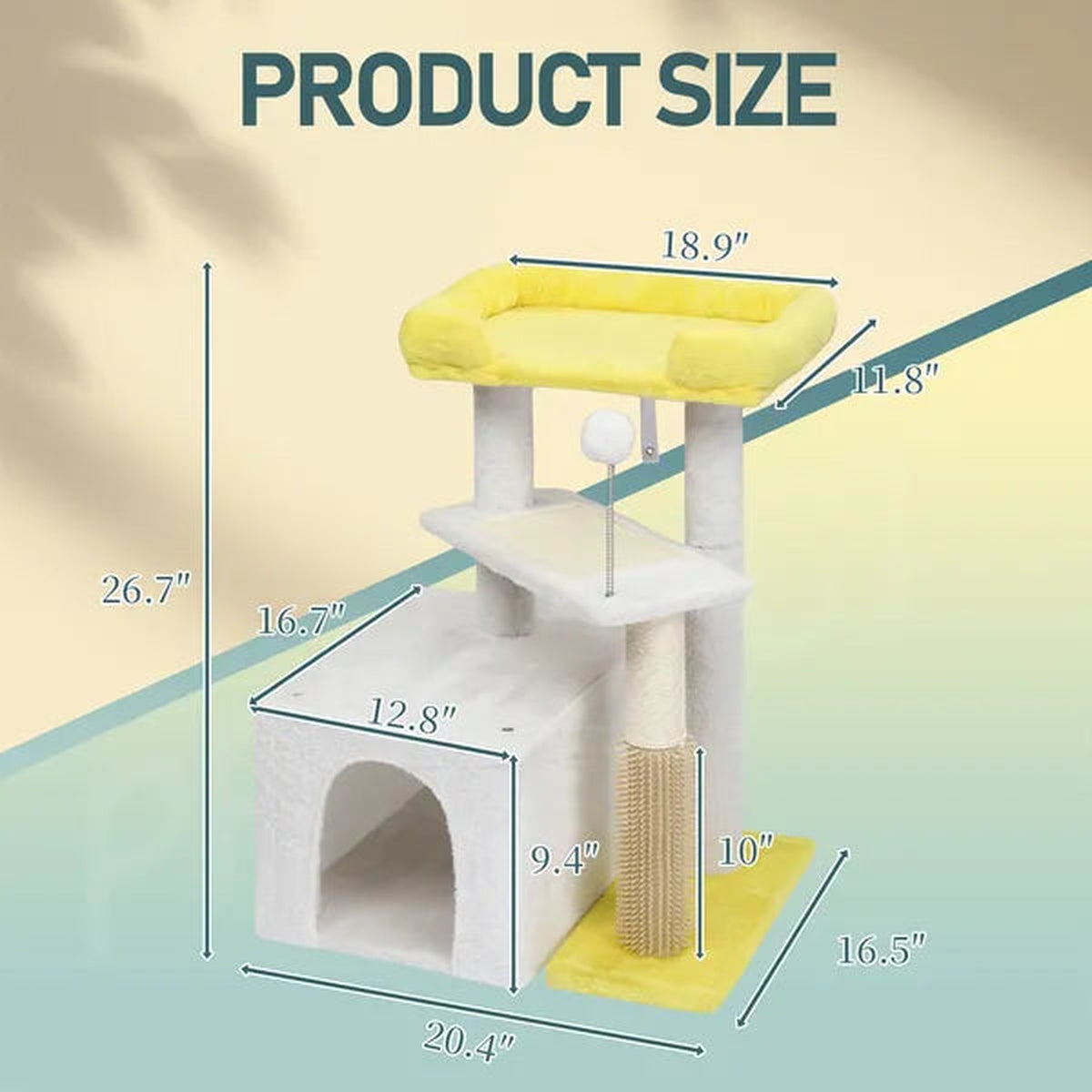 27.5″ Multi-Level Cat Tree — Compact Scratching Tower for Small Spaces