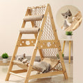 Wooden Cat Tower with Scratching Posts & Climbing Net