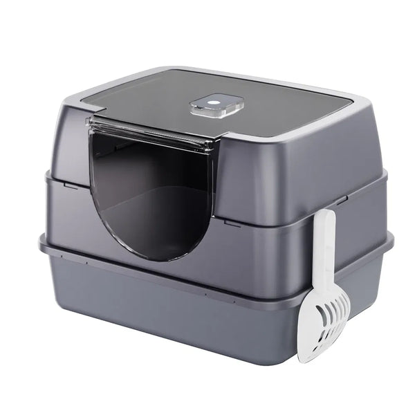 Enclosed Orange Cat Litter Box — Odor-Locking for Large Cats