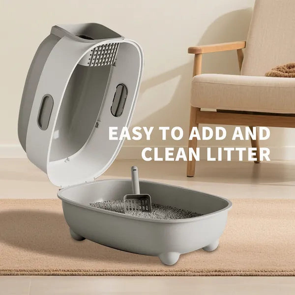 High-Capacity Odor-Lock Cat Litter Box — Enclosed for Large Cats