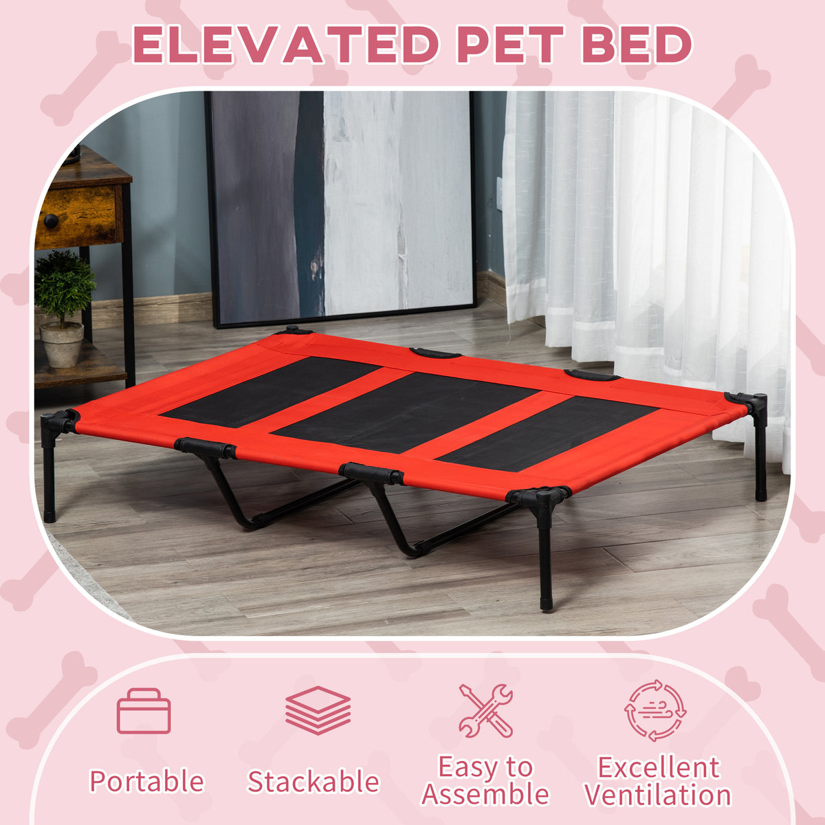 Elevated Dog Cot Bed — Breathable Mesh Raised Outdoor Sleeping Pad