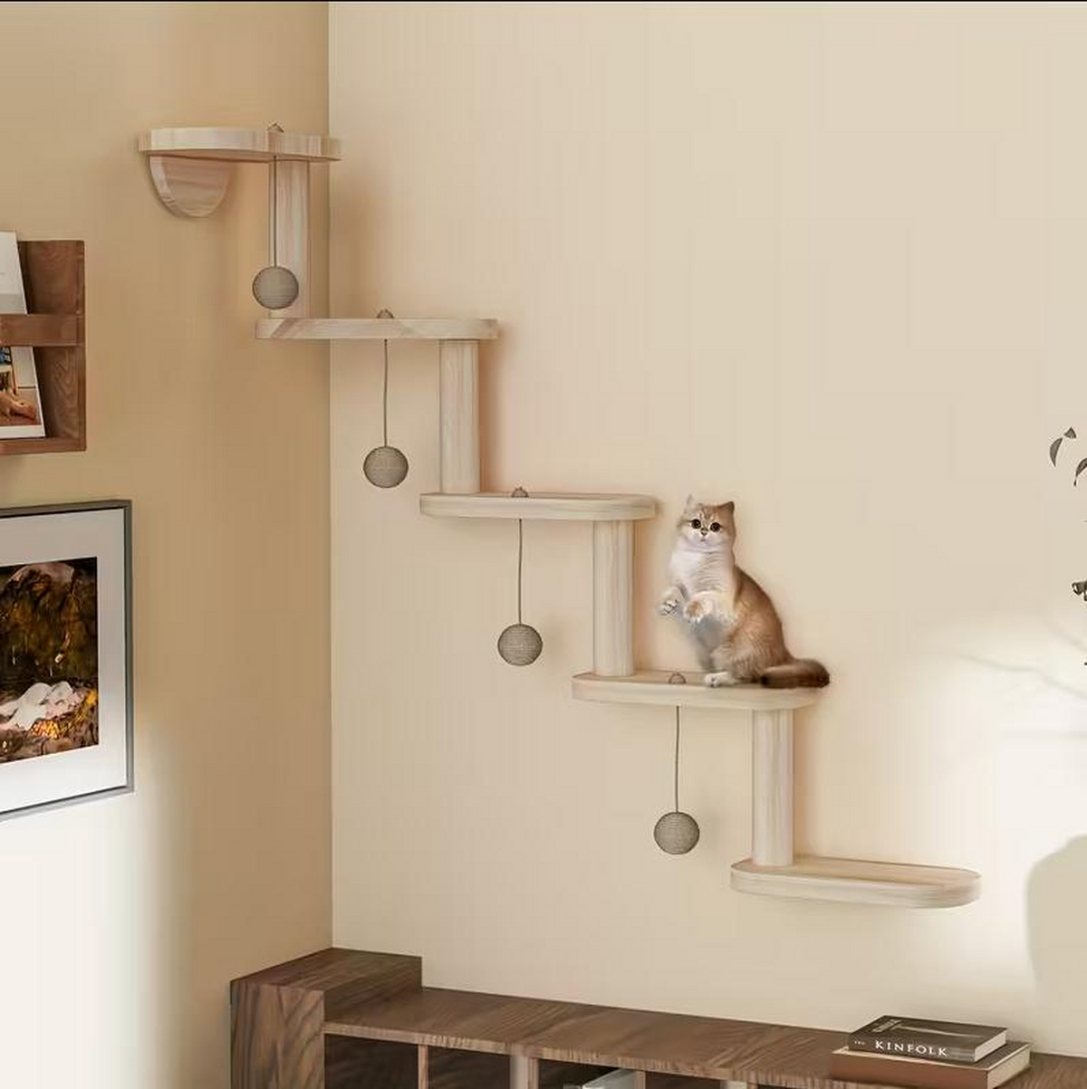 Modular Cat Wall Climbing Shelf with Cat Balls — Space-Saving