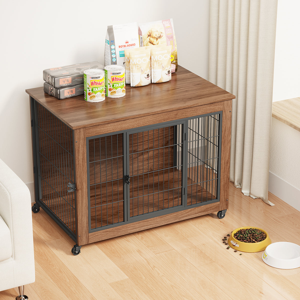 Heavy Duty Dog Crate Furniture — End Table Style Wooden Kennel