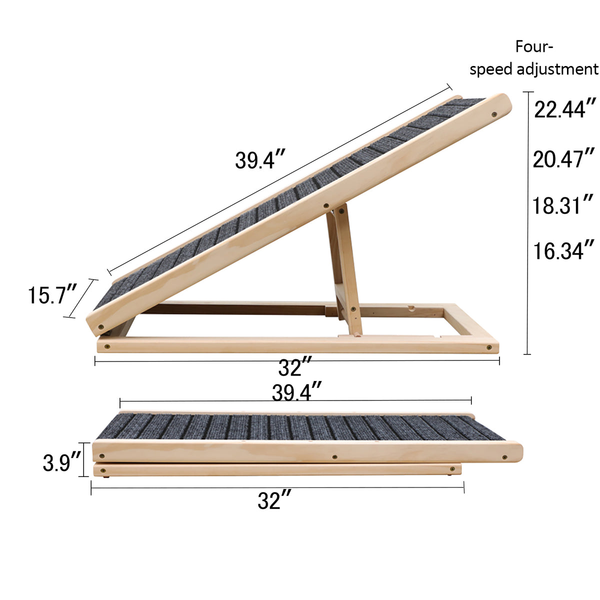 Extra Wide Dog Ramp — Non-Slip Foldable Pet Ramp for Bed & Couch