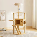 48.8″ Modern Wood Cat Tower — Multi-Level Tree with Sisal Posts & Acrylic Hammock