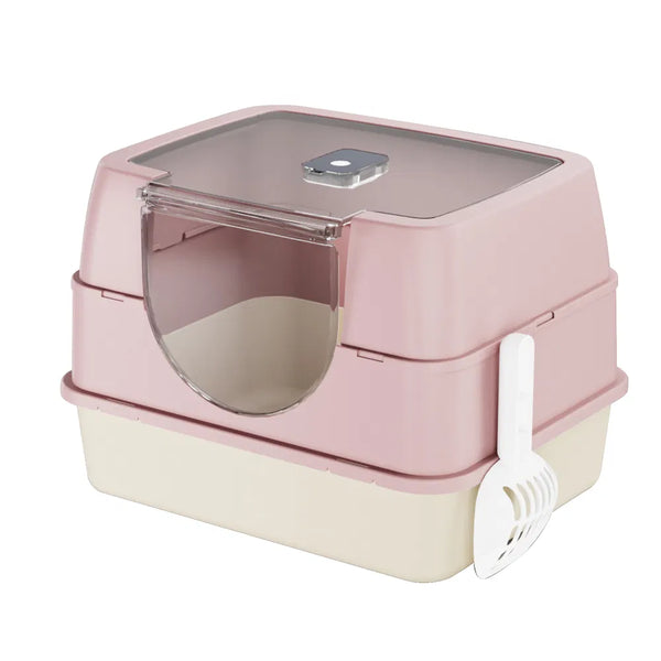 Enclosed Orange Cat Litter Box — Odor-Locking for Large Cats