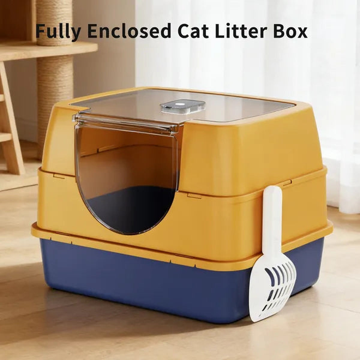 Enclosed Orange Cat Litter Box — Odor-Locking for Large Cats