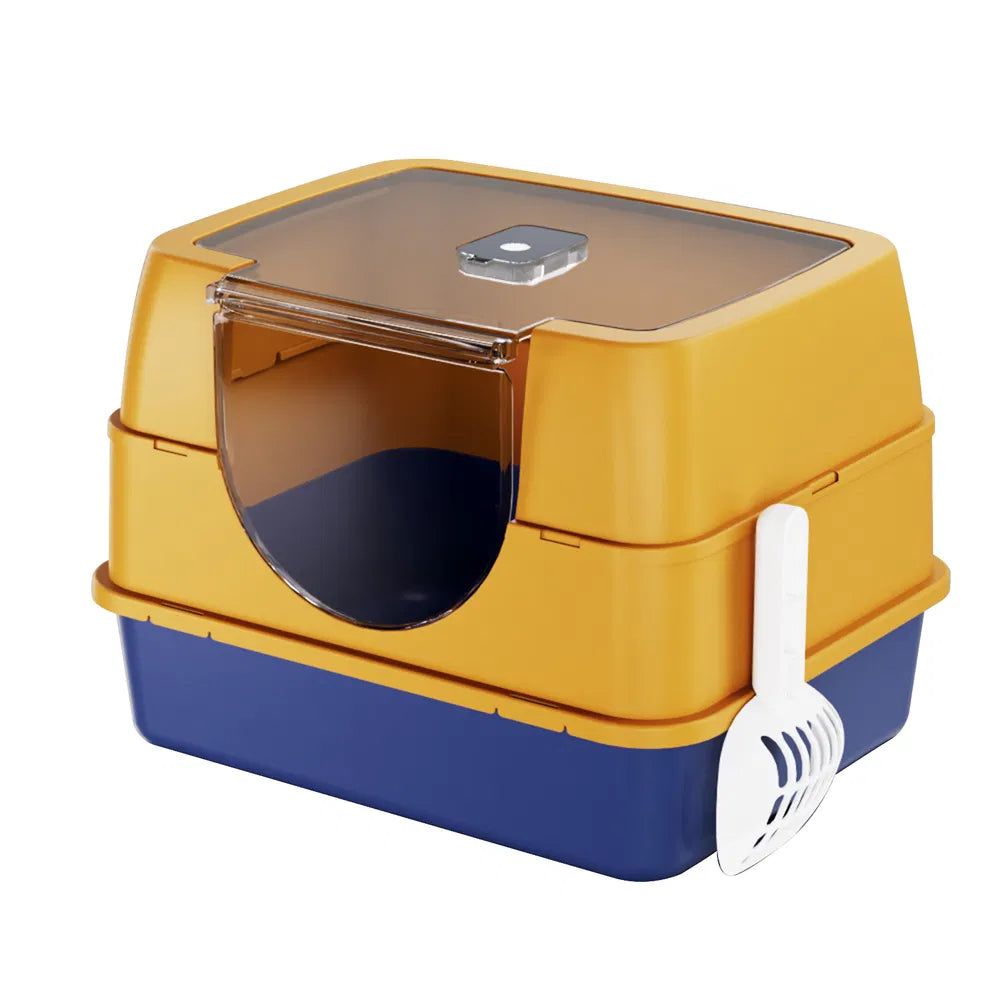 Enclosed Orange Cat Litter Box — Odor-Locking for Large Cats