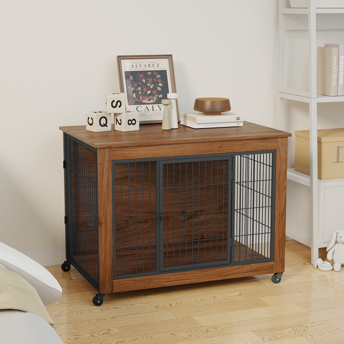 Heavy Duty Dog Crate Furniture — End Table Style Wooden Kennel