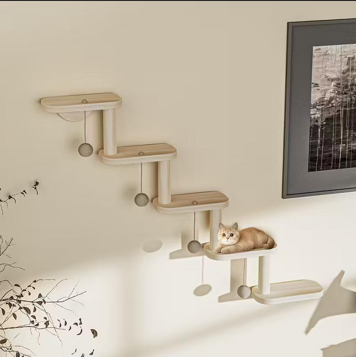 Modular Cat Wall Climbing Shelf with Cat Balls — Space-Saving