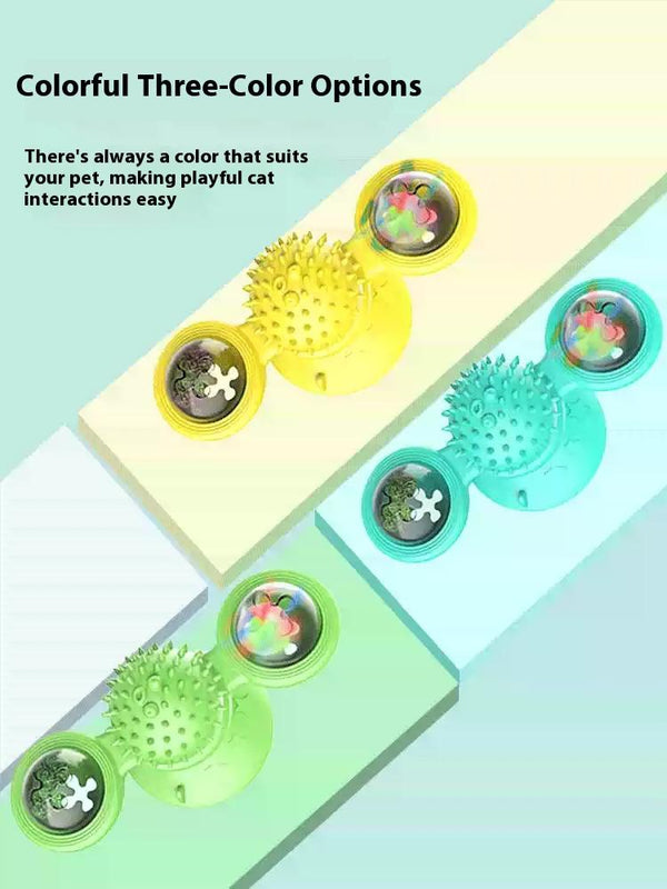 Interactive Windmill Cat Toy with Led Light Ball, Suction...