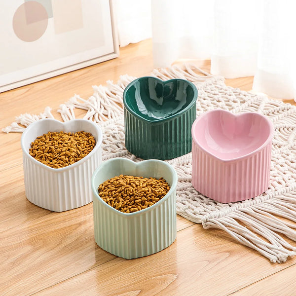 Tilted Cat Bowl — Elevated Ceramic Anti-Vomiting Bowl