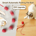Cat Interactive Ball Toy, Automatic Rolling Ball with Tail, Rechargeable Smart Pet Interactive Toy, 