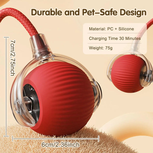 Interactive Cat Ball Toy — Automatic Rolling Ball with Waggable Tail