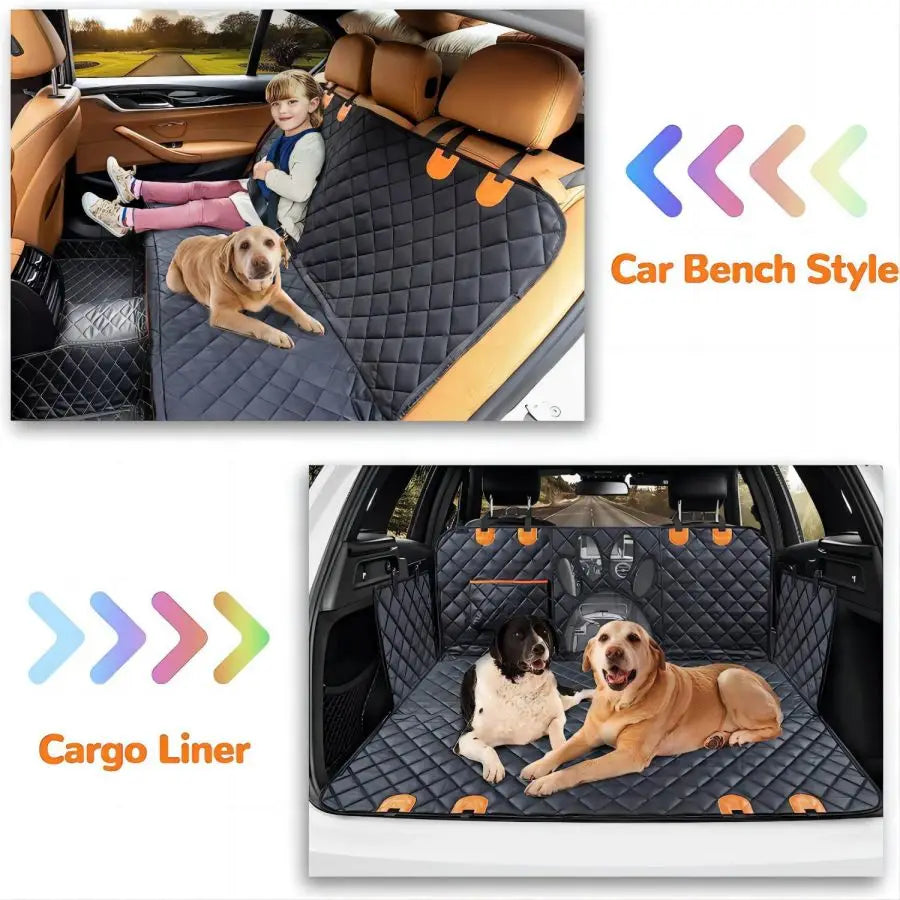 Dog Car Seat Cover for Back Seat, 100% Waterproof Dog Car Hammock with Visual Mesh Window and Side Z