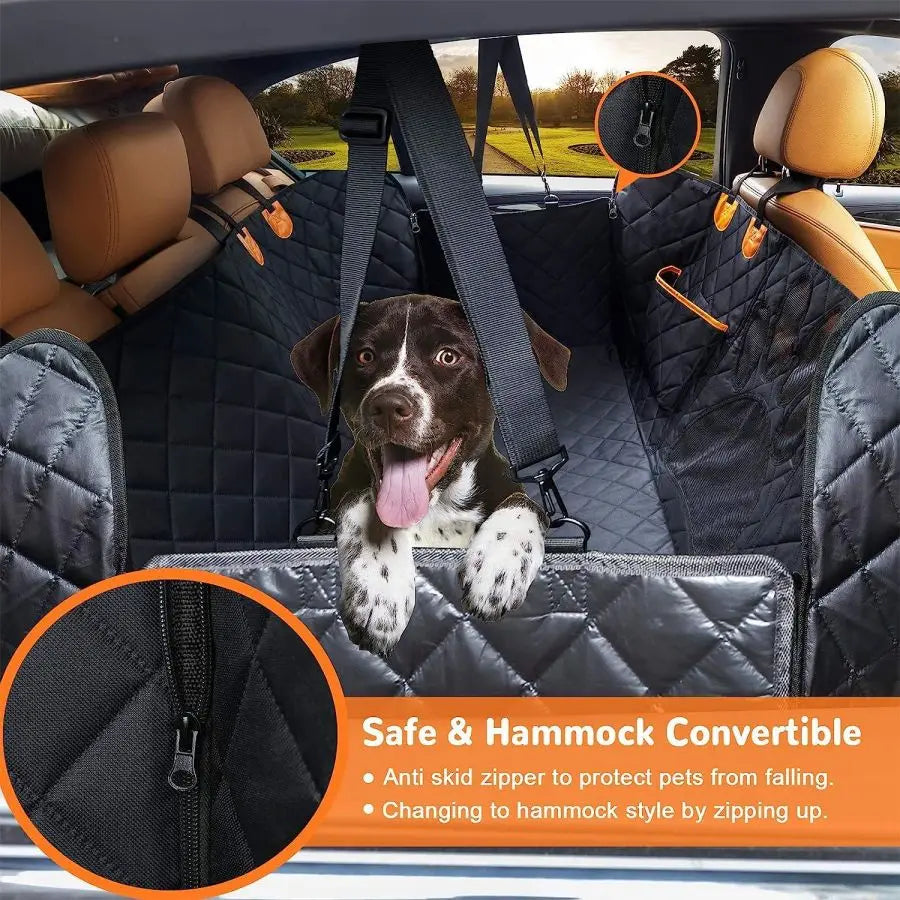Dog Car Seat Cover for Back Seat, 100% Waterproof Dog Car Hammock with Visual Mesh Window and Side Z