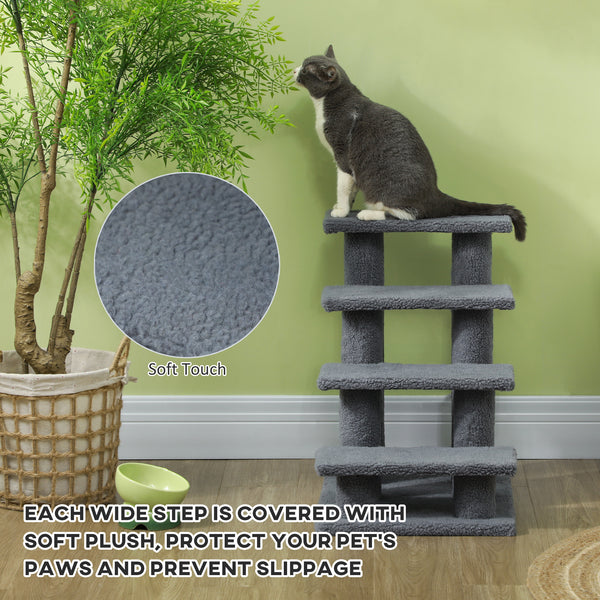 25" 4-step Multi-level Carpeted Cat Scratching Post Pet...