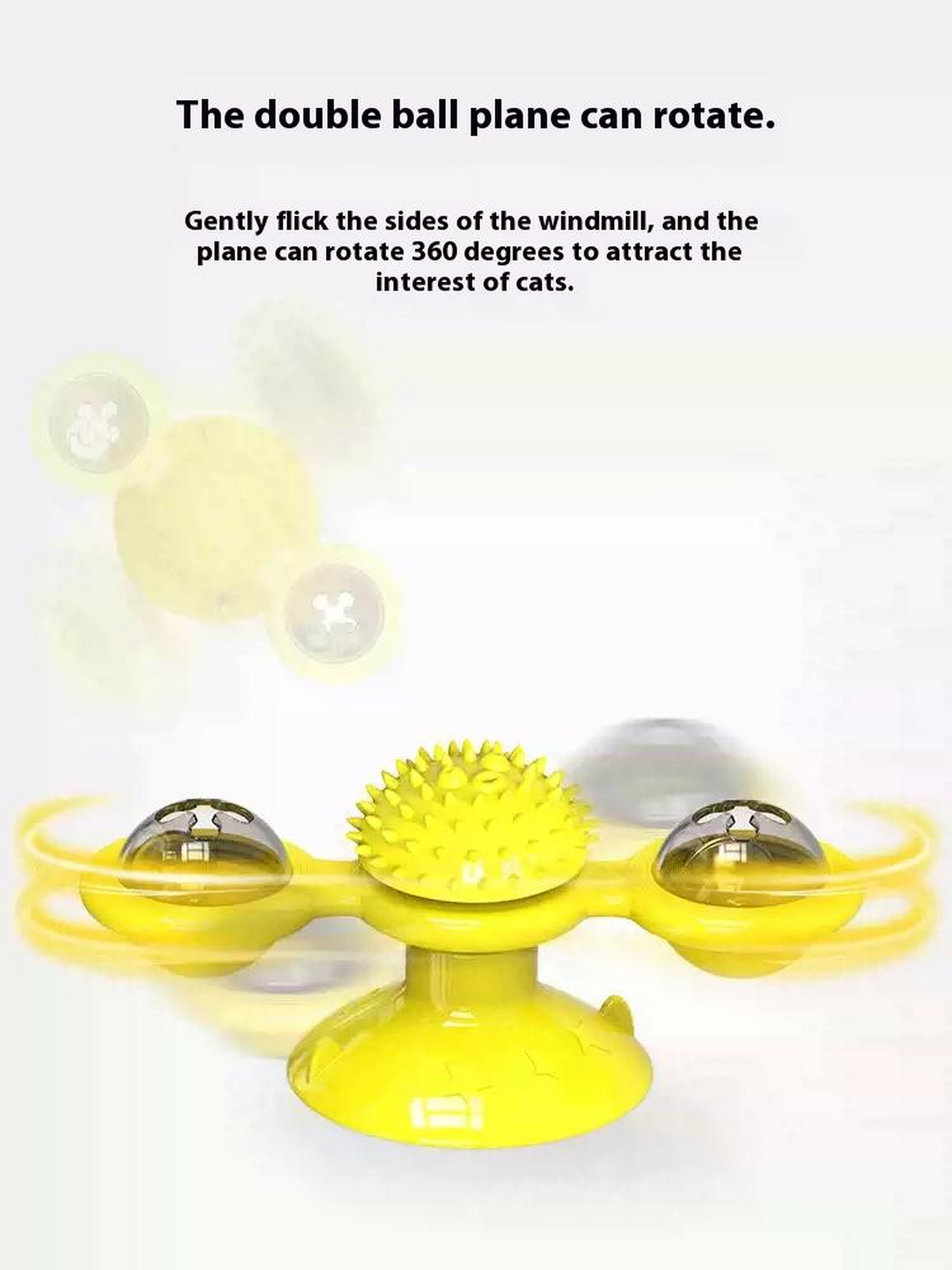 Interactive Windmill Cat Toy — LED Light Ball with Catnip & Suction Cup