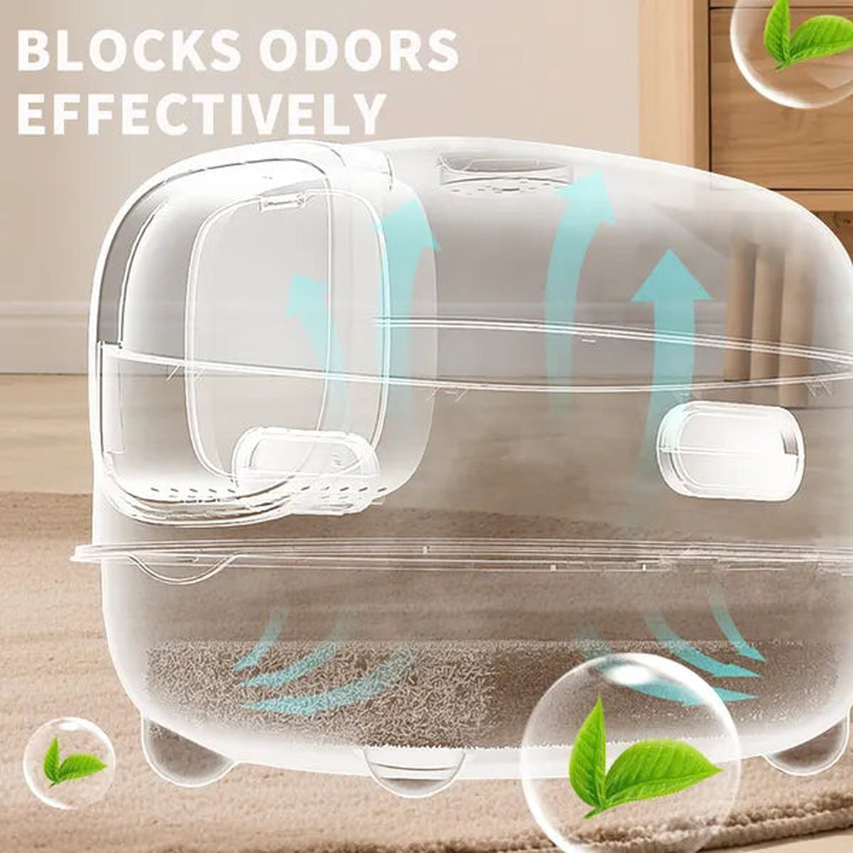 High-Capacity Odor-Lock Cat Litter Box — Enclosed for Large Cats