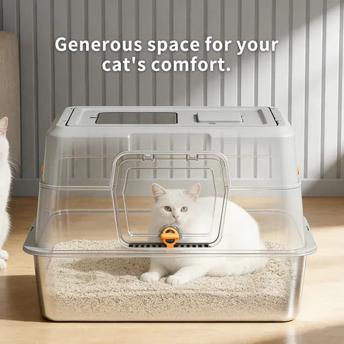 Stainless Steel Enclosed Cat Litter Box — Odor-Proof Premium Design