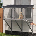 Outdoor Cat Window Enclosure — Solid Wood Catio with Bug-Proof Net