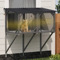 Outdoor Cat Window Enclosure — Solid Wood Catio with Bug-Proof Net