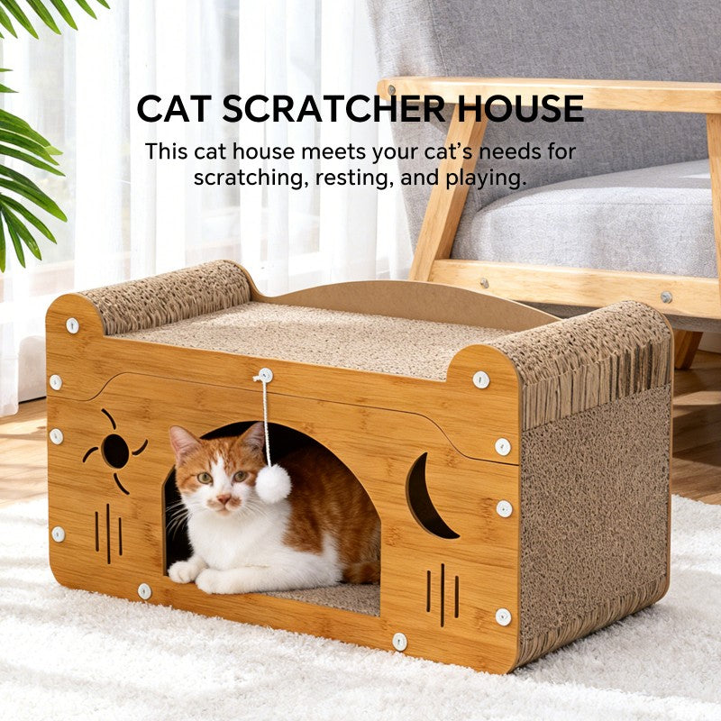 Star & Moon Cat Scratcher Couch with Teaser Ball