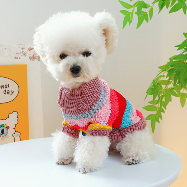Pet Ring Comfortable Color Stripes Colorful Sweater