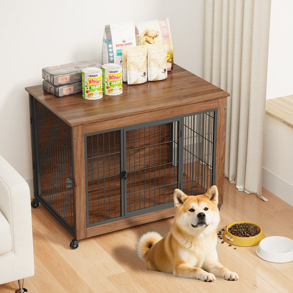 Heavy Duty Dog Crate Furniture — End Table Style Wooden Kennel